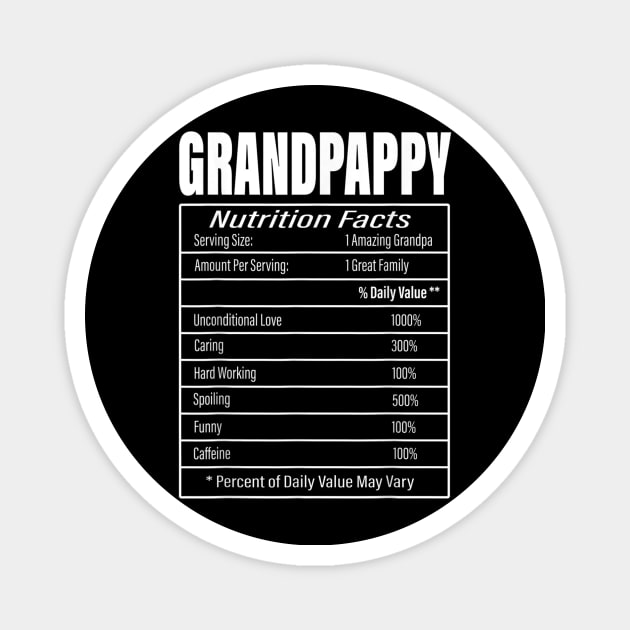 Grandpappy Nutrition Facts Funny Fathers Day Grandpa Men Magnet by Jennifer Wirth